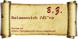 Balassovich Zóra névjegykártya